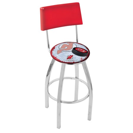 Holland Bar Stool Co 30" Chrome New Jersey Devils Swivel Bar Stool, Back L8C430NJDevl-D2